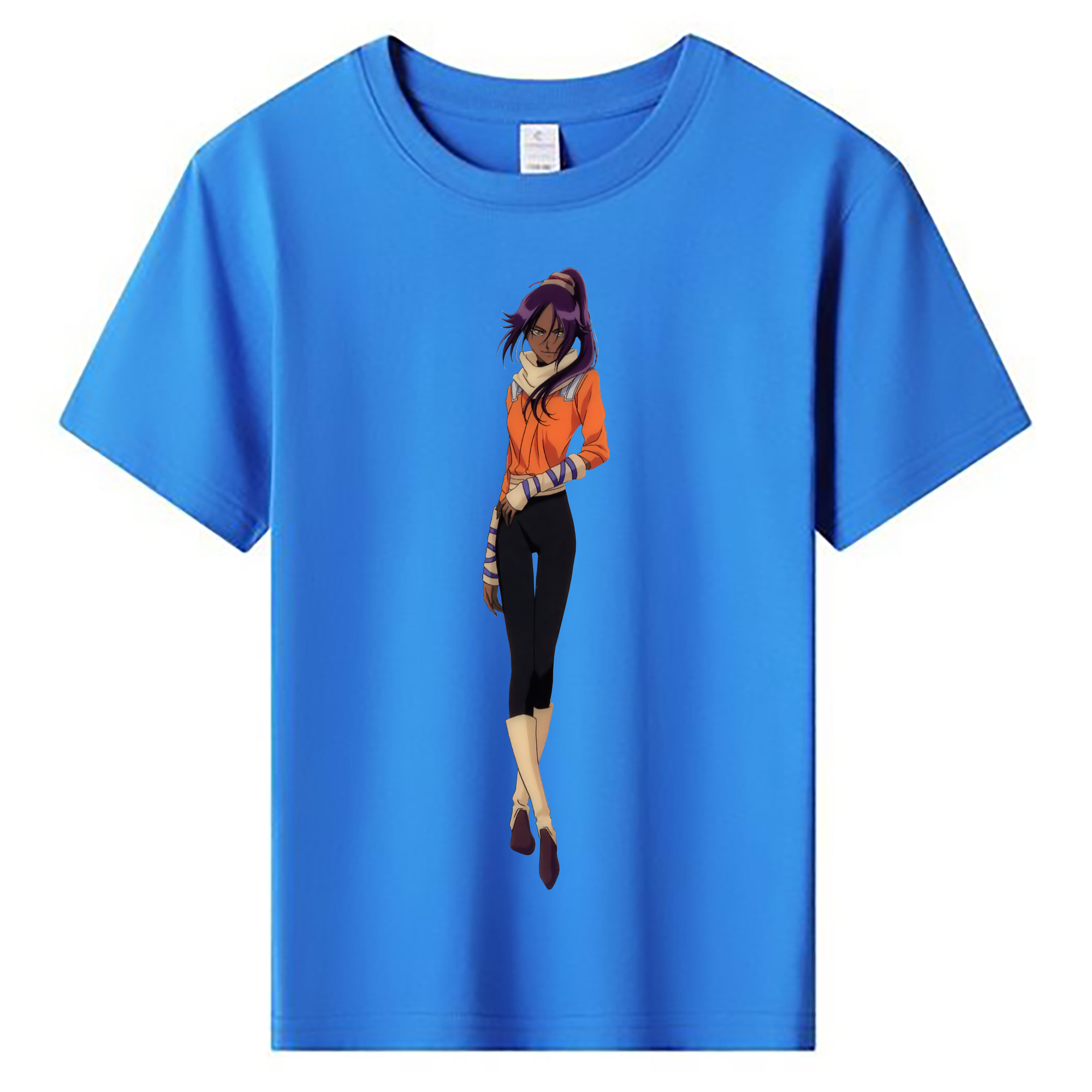 （画像用） ブリーチ 四楓院 夜一（しほういん よるいち） BLEACH Shihouin Yoruichi 綿100％キッズTシャツ（フロントプリント）